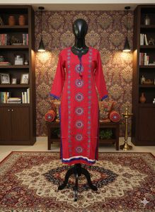 Red Embroidered Kurta