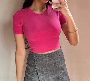 Hot Pink Cropped T-Shirt