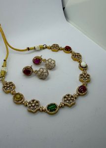 Elegant Multi-Color Stone Necklace & Earring Set
