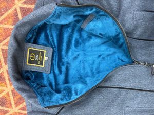 Trendy Wool Blend Winter Jacket For Men | Grey Zip