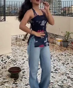 Stylish Floral Print Halter Top