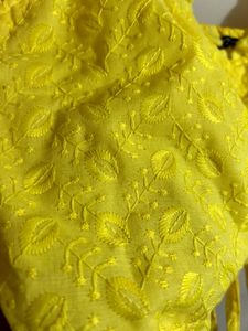 Yellow Ruffle Tie-Up Crop Top