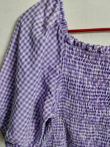 🌸 Lilac Gingham Smocked Puff Sleeve Top 💜