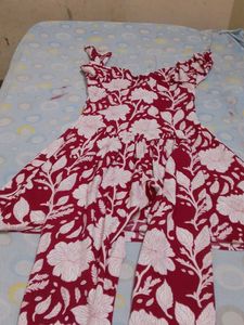 maroon white cord  set teenagers