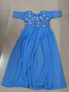 Blue Embroidered Ethnic Gown