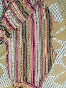Crocheted Striped Long Sleeve Top