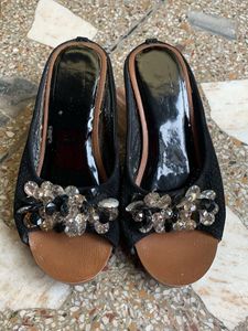 Sparkling Embellished Black Heels