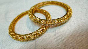 Gold plated stone bangles sets ✨️