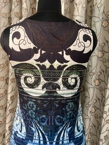 Unique Blue &amp; Black Printed Sleeveless Dress