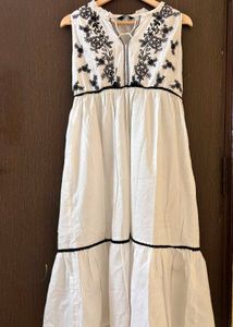 White Embroidered Midi Dress