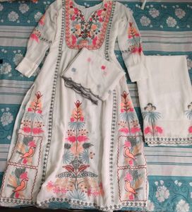 White Embroidered Kurta Set with Dupatta