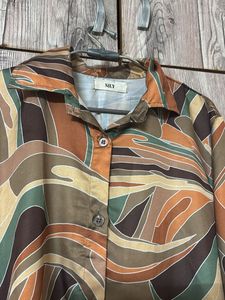 Boho Abstract Print Button-Up Tunic