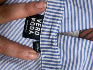 Blue and White Striped Off-Shoulder Top
