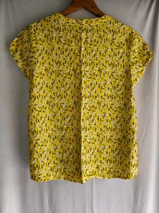 Bright Yellow Floral V-Neck Top