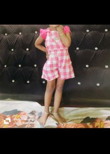 Cute Pink Gingham Romper for Girls