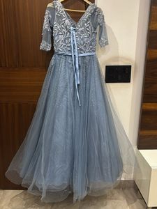 Pastel blue embroidered gown