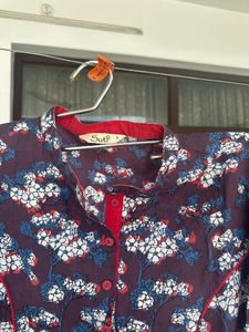Floral Print Button-Down Kurta