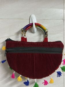 Embroidered Peacock Clutch Bag