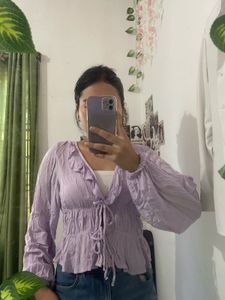 lavender tie front top