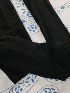 Black long Over-the-Knee Socks with Blue Trim