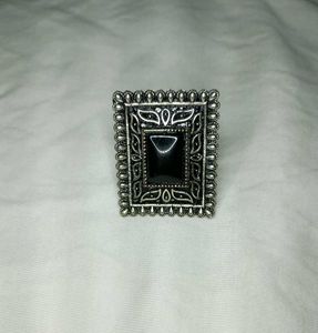 Statement Ring black stone ethnic boho oxidised