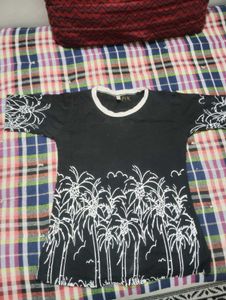 Black Palm Tree Print T-Shirt