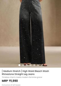 Sparkling Rhinestone Wide-Leg Jeans