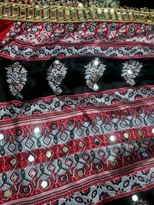 Multi Coloured Mirror work Modal Silk Saree