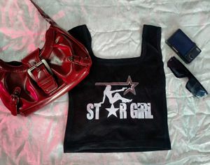 Trendy Black Star girl Tank Top💋
