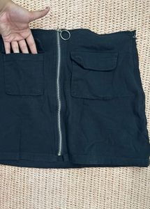 Black Cargo Mini Skirt with Zip