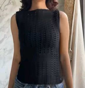 Black Crochet Sleeveless Top