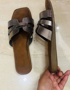 Metallic Slide Sandals