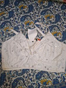 White Mirror Work Crop Top