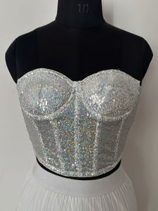 Sparkly Silver Corset Top