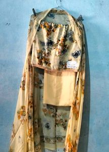 Silk stone work yellow colour suit with dupatta