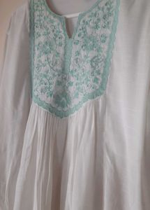 Off white Embroidered Tunic Top