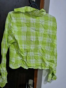 Lime Green Plaid Button-Up Shirt