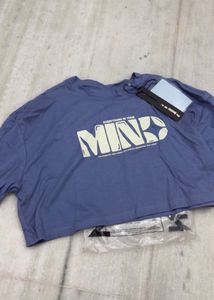 Blue Graphic Print Cropped T-Shirt