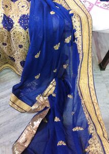 Beautiful Blue Embroidered Saree, LEHENGA SAREE