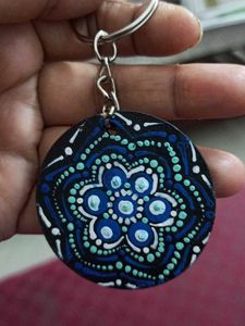 Two Hand-Painted Mandala Keychain