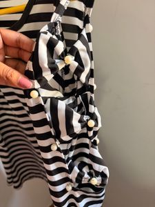 Striped Top with Bow Sleeves