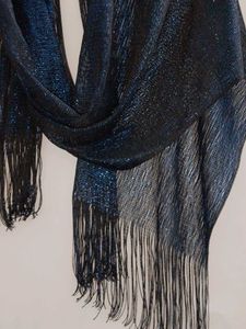Sparkling Blue Fringe Scarf