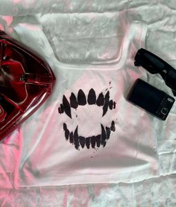 Gothic Vampire Teeth Crop Top