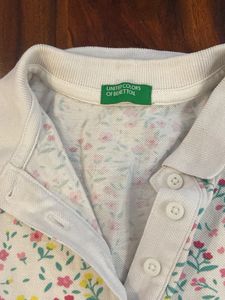 Cute Floral Print Polo Dress