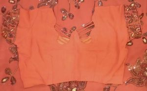 Elegant peach Embroidered Saree