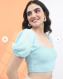 Chic Square Neck Puff Sleeve Crop Top