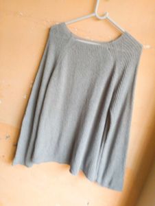 🤍Baggy Gray Knit Pullover Sweater🤍