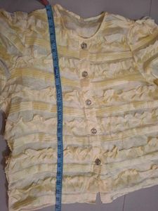 Yellow Ruffled Short Sleeve Top