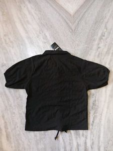 Black Ruched Drawstring Shirt