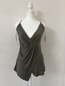 Olive Green Draped Halter Top